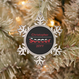 Voetbalspeler - Minimale kunststraal Tin Sneeuwvlok Ornament