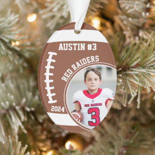 Voetbalspeler Naam Nummer Foto Aandenken #3 Ornament
