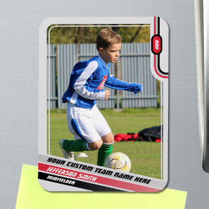 Voetbalspeler Ruilkaart Lichtgrijs Rood Magneet