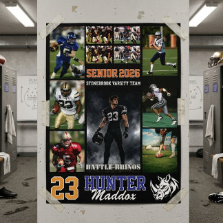 Voetbalspeler Senior Night Foto Collage Sport  Poster