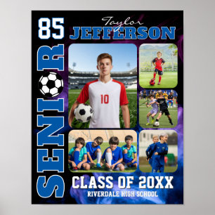 Voetbalspeler sport seniorenavond fotocollage poster
