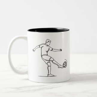 Voetbalspeler Tikkende Lijn Kunst Voetbal Mok