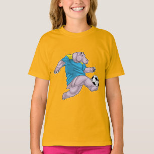 Voetbalspeler van nijlpaard voetbal t-shirt