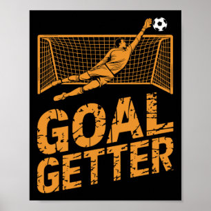 Voetbalspelerontwerp voor doelverdediger en voetba poster