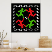 Voetbalspelers die naar het balpatroon lopen poster (Keuken)