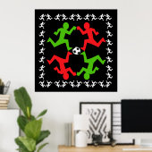 Voetbalspelers die naar het balpatroon lopen poster (Thuiskantoor)