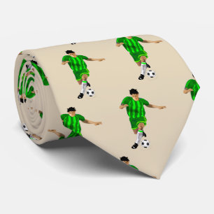 Voetbalspelers schoppen bal groen uniform stropdas