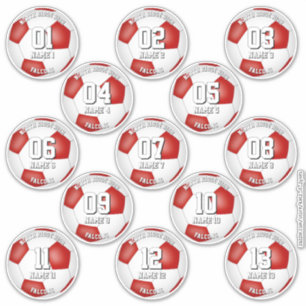 voetbalspelers teamkleuren set van 13 rood wit sticker