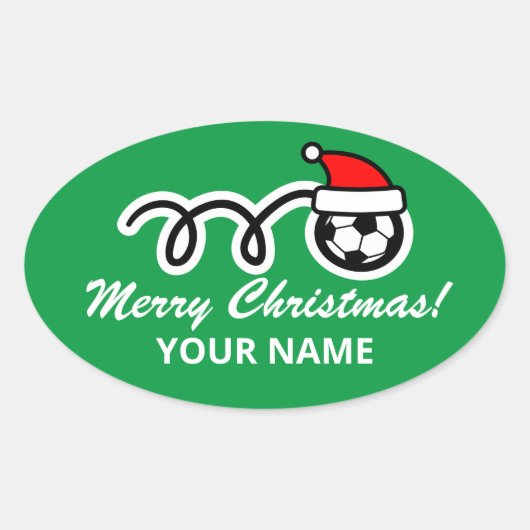 Voetbalsport grote aangepaste kerstcadeau stickers (Voorkant)