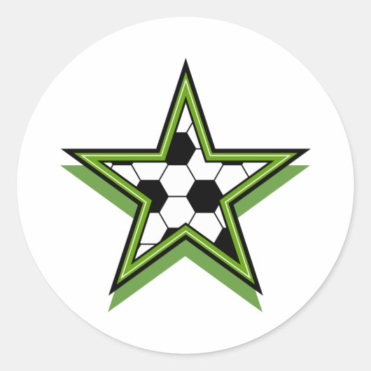 voetbalster groen ronde sticker (Voorkant)