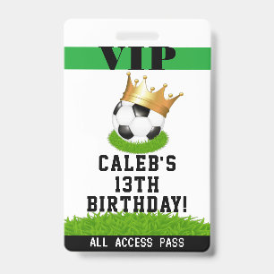 Voetbalster Koning Verjaardagsfeest VIP Pas Badge