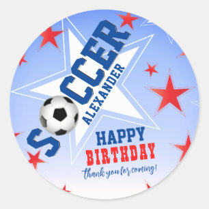 Voetbalster verjaardagsfeestje ronde sticker