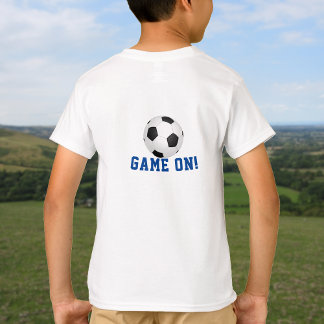 Voetbalster voeg naam en onderschrift dubbelzijdig t-shirt