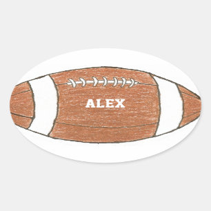 Voetbalsticker met naam ovale sticker