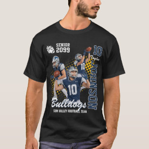 Voetbalteam aangepaste foto seniorenavond blauw t-shirt