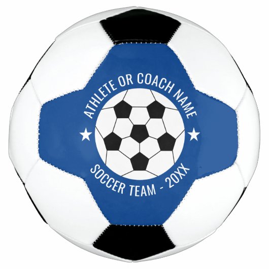 Voetbalteam - Atleet Naam en Jaar - Blauw Voetbal (Voorkant)