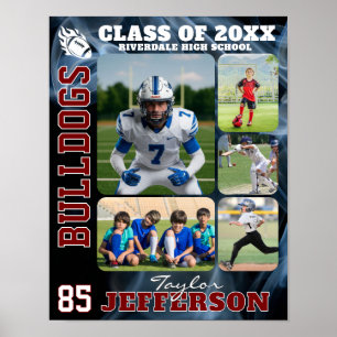 Voetbalteam Middelbare School Sporten Foto Collage Poster