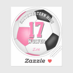 Voetbalteam naam meisjes roze zwart sticker