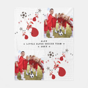 Voetbalteam Santa 2 Foto Kerstmis Fleece Deken