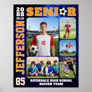 Voetbalteam sportspeler portret fotocollage poster