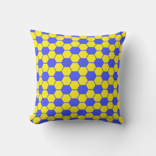 Voetbaltextuur - Geel & Blauw Kussen