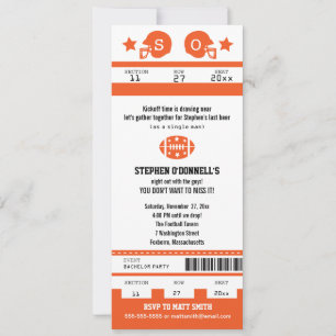Voetbalticket vrijgezellenfeest uitnodiging