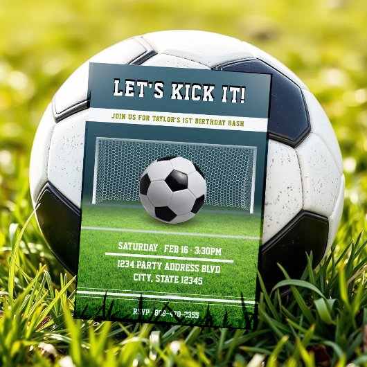 Voetbalveld Football 1e verjaardagsfeestje Kaart