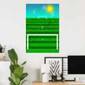 Voetbalveld Voetbal en wolkenveld Poster (Thuiskantoor)