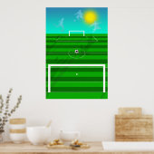 Voetbalveld Voetbal en wolkenveld Poster (Keuken)