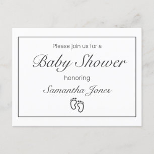 Voeten Modern Minimalistisch Wit Baby shower Aankondigingskaart