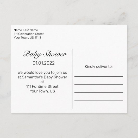 Voeten Modern Minimalistisch Wit Baby shower Aankondigingskaart (Achterkant)