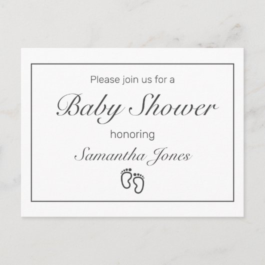 Voeten Modern Minimalistisch Wit Baby shower Aankondigingskaart (Voorkant)