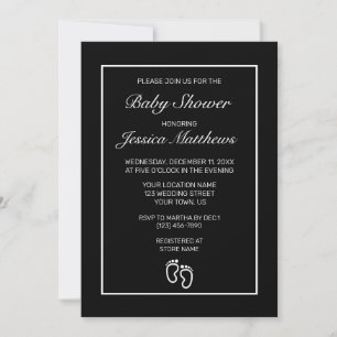 Voeten Modern Minimalistisch zwart Baby shower Kaart