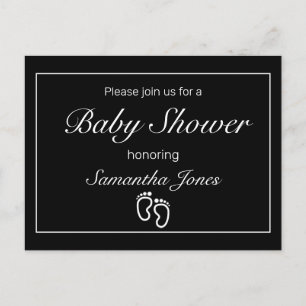 Voeten Modern Zwart Minimalistisch Baby shower Aankondigingskaart
