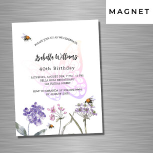 Voetflesjes van het Birthday-feestje vlinder luxe Magnetische Uitnodiging
