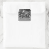 Voetgangers 2 vierkante sticker (Tas)