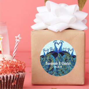  voetgangers die een bruiloft afkondigen ronde sticker