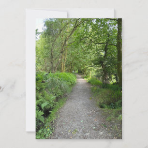 Voetpad door bossen op het eiland Bute Schotland Feestdagenkaart