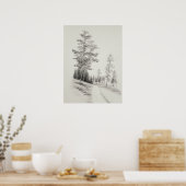 Voetpad en bomen Schets,  etsen, potlood Poster (Keuken)