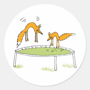Voetstoffen op trampoline ronde sticker