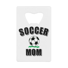 Voettekst en tekst van de voetbalmam kredietkaart flessenopener