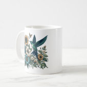 Voetvogel en bloemen koffiemok (Voorkant links)