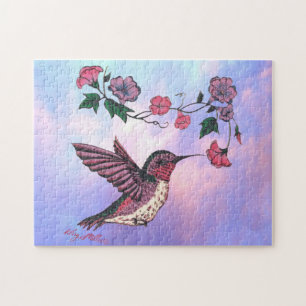 Voetvogel en bloemen legpuzzel