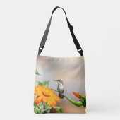 Voetvogel op een bloeiend plant crossbody tas (Achterkant)