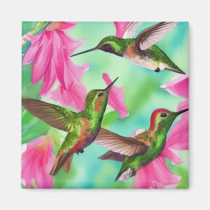 Voetvogels in bloemen waterverf vreugde magneet