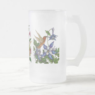 Voetvogels met bloemen matglas bierpul