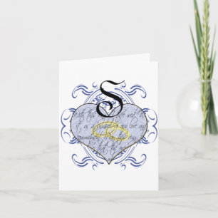 Vœu de mariage Monogramme Cœur Merci
