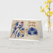 Voeux Anniversaire Fabric Vintage Carte postale Oi (Fleur jaune)