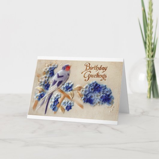 Voeux Anniversaire Fabric Vintage Carte postale Oi (Devant)