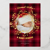 Vœux Baisers Annonce Bébé Motif Carreaux Rouges (Recto)